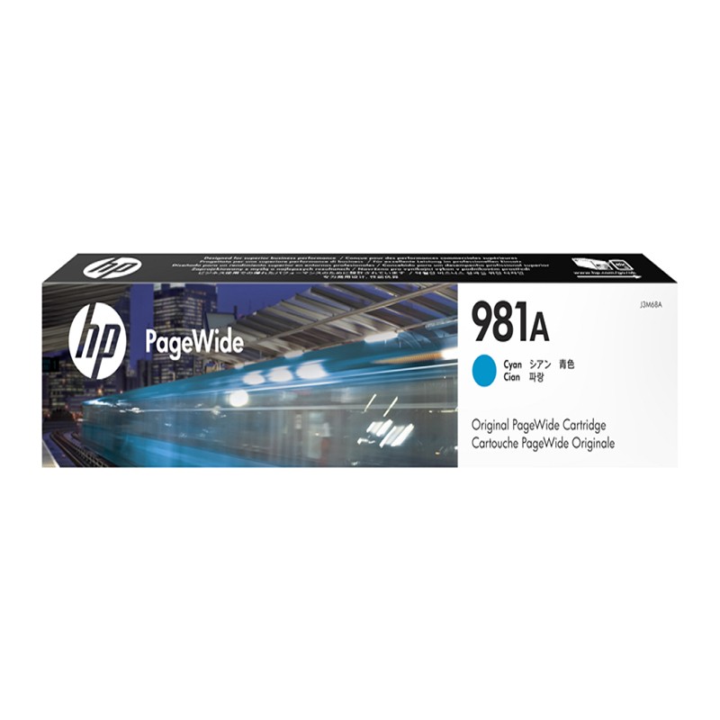 HP/惠普 981A墨盒 J3M68A 青色 适用机型：HP PageWide Enterprise Color MFP 586dn/586f/HP PageWide Enterprise Color Flow MFP 586z/HP PageWide Enterprise Color 556dn/556xh/HP PageWide Managed Color MFP E58650dn/HP PageWide Managed Color Flow MFP E58650z/HP PageWide Managed Color E55650dn 单位:个