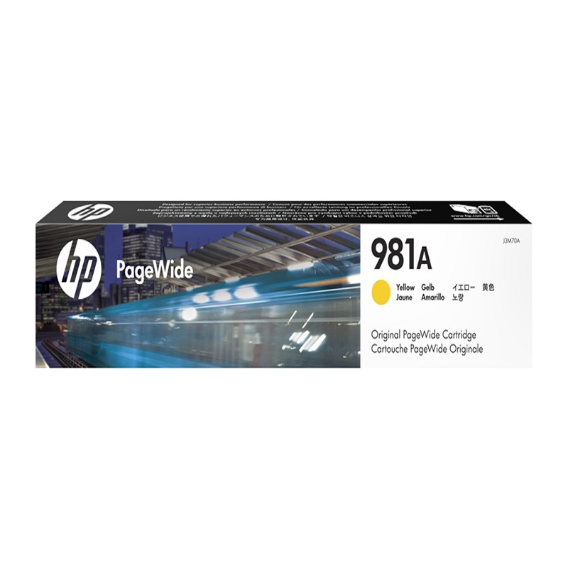HP/惠普 981A墨盒 J3M70A 黄色 适用机型：HP PageWide Enterprise Color MFP 586dn/586f/HP PageWide Enterprise Color Flow MFP 586z/HP PageWide Enterprise Color 556dn/556xh/HP PageWide Managed Color MFP E58650dn/HP PageWide Managed Color Flow MFP E58650z/HP PageWide Managed Color E55650dn 单位:个