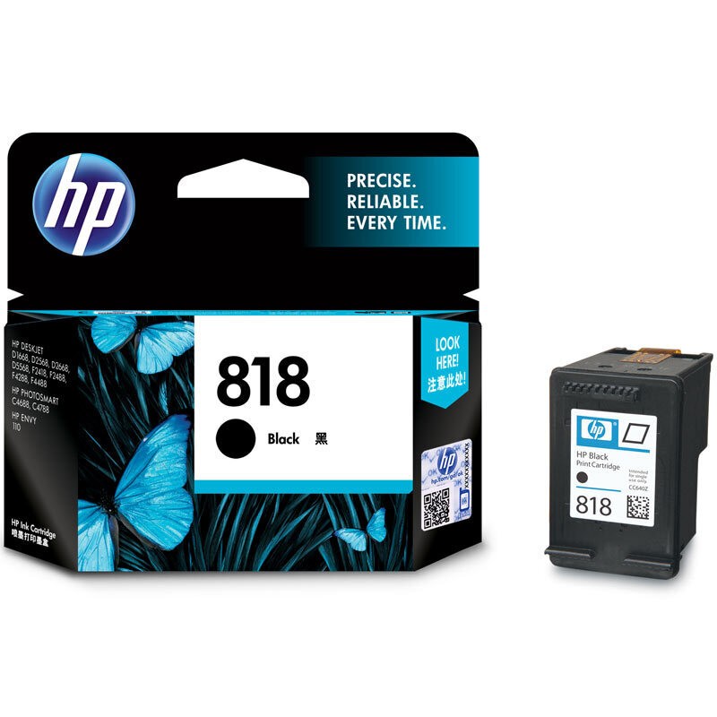 HP/惠普 818墨盒 CC640ZZ 黑色/200页 适用机型：Deskjet F2418/F2488/F4238/F4288/F4488/Deskjet D1668/D2568/D2668/D5568/Photosmart C4688/C4788/Envy110 单位:个