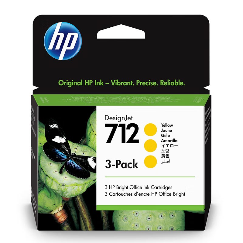 HP/惠普 712墨盒 3ED79A 黄色三支装/29ML*3 适用机型：HP Designjet T230/T250/T650 单位:个