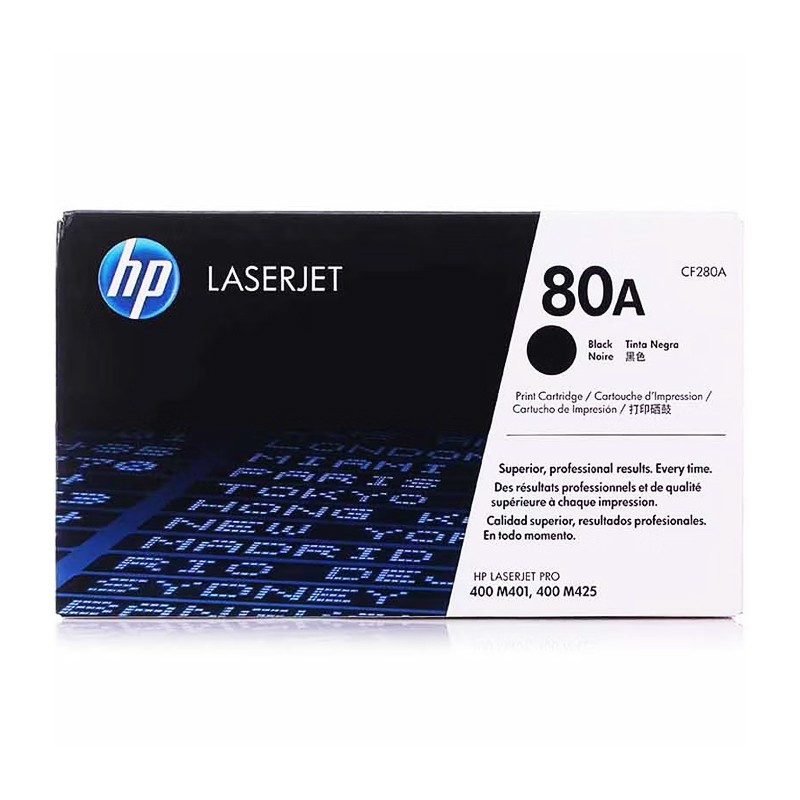 HP/惠普 80A打印硒鼓 CF280A 黑色/鼓粉一体/2560页 适用机型：HP LaserJet Pro 400 M401n/M401d/M401dn/M401dw/M401dne Prntr/HP LaserJet Pro 400 M425dn/M425dw MFP Prntr 单位:个