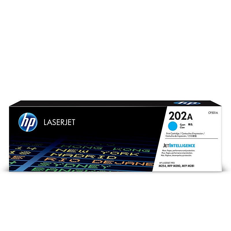 HP/惠普 202A打印硒鼓 CF501A 青色/鼓粉一体/1300页 适用机型：HP Color LaserJet Pro M254nw/M254dw/M254dn Printer/HP Color LaserJet Pro MFP M280nw/M281fdn/M281fdw Prntr 单位:个