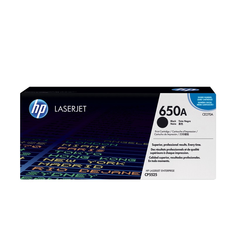 HP/惠普 650A打印硒鼓 CE270A 黑色/鼓粉一体/13500页 适用机型：HP Color LaserJet Ent M750n/M750dn Printer/HP Color LaserJet CP5525n/CP5525dn/CP5525xh Printer 单位:个