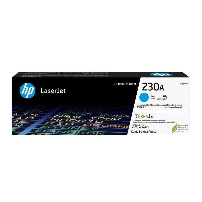 HP/惠普 230A打印硒鼓 W2301A 青色/鼓粉一体/1800页 适用机型：HP Color LaserJet Pro  4203cdn/4203dn/4203dw/HP Color LaserJet Pro MFP 4303dw/4303fdn/4303fdw 单位:个