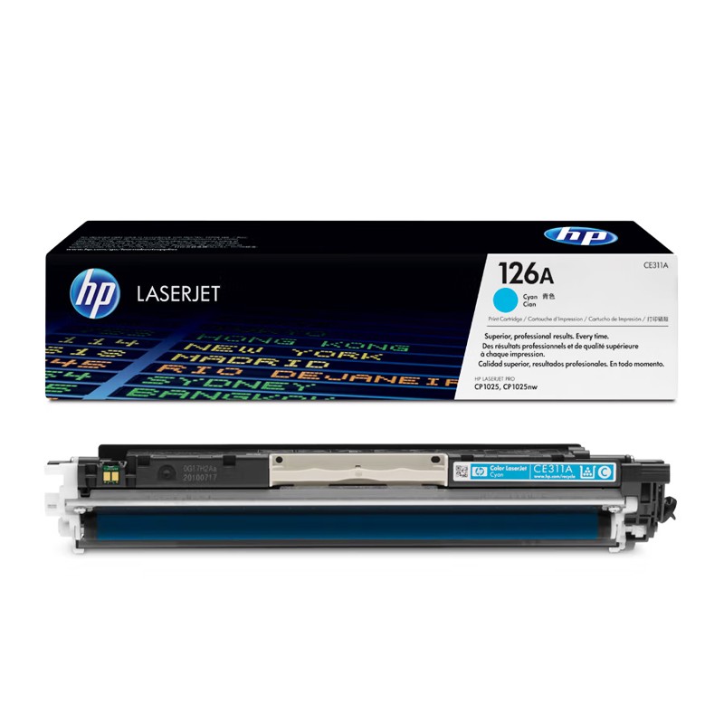 HP/惠普 126A打印硒鼓 CE311A 青色/鼓粉分离/1000页 适用机型：HP LaserJet CP1025 Color Printer/HP Color LaserJet CP1025/CP1025nw Printer/HP LaserJet CP1025nw Color Printer/HP Color LaserJet Pro100 M175a MFP Prntr/HP LaserJet Pro 100 M175nw Clr MFP Prntr/HP LaserJet Pro 200 Color MFP M275a (TOPSHOT LJ PRO M275A) 单位:个
