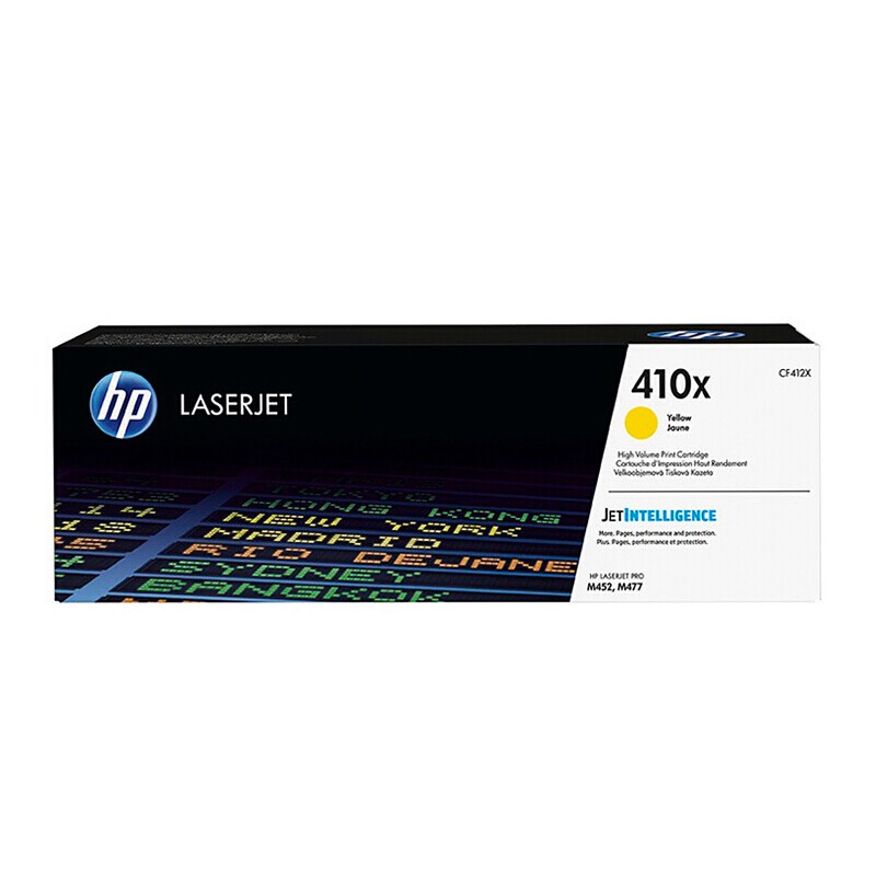 HP/惠普 410X打印硒鼓 CF412X 黄色高容/鼓粉一体/5000页 适用机型：HP Color LaserJet Pro M452dn/M452dw Printer/HP Color LaserJet Pro MFP M477fdn/M477fdw/M477fnw/M377dw 单位:个