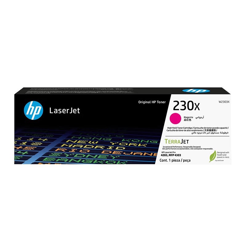HP/惠普 230X大容量硒鼓 W2303X 品红色/鼓粉一体/5500页 适用机型：HP Color LaserJet Pro  4203cdn/4203dn/4203dw/HP Color LaserJet Pro MFP 4303dw/4303fdn/4303fdw 单位:个
