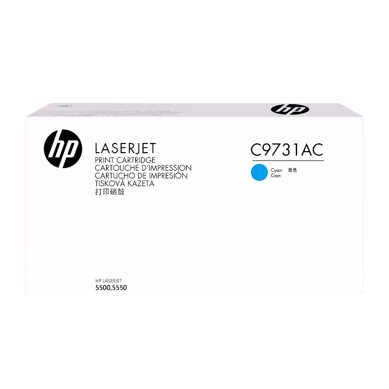 HP/惠普 打印硒鼓 C9731AC 青色/鼓粉一体/12000页 适用机型：HP color LaserJet 5500/5500dn/5500dtn/5550 printer/HP Color LaserJet 5550 DN Printer/HP Color LaserJet 5550 DTN Printer 单位:个