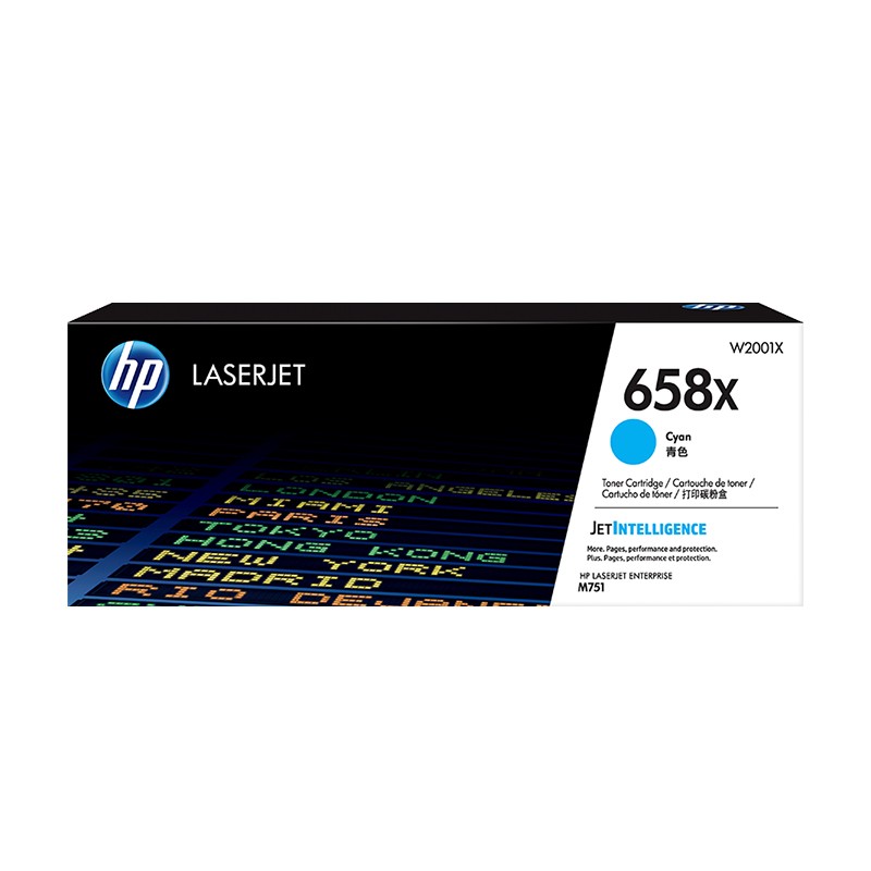 HP/惠普 658X打印碳粉盒 W2001X 青色/鼓粉分离/28000页 适用机型：HP Color LaserJet Enterprise M751n/M751dn 单位:个