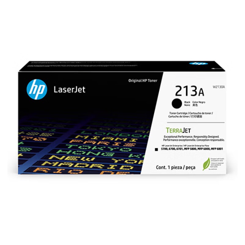 HP/惠普 213A打印硒鼓 W2130A 黑色/鼓粉一体/3500页 适用机型：HP Color LaserJet Enterprise 5700dn/6700dn/6701dn/HP Color LaserJet Enterprise MFP 5800dn/5800zf/6800dn/HP Color LaserJet Enterprise Flow MFP 6800zfw+/6801zfw+ 单位:个