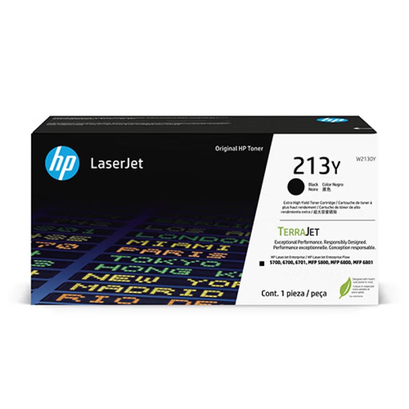 HP/惠普 213Y超大容量硒鼓 W2130Y 黑色/鼓粉一体/18000页 适用机型：HP Color LaserJet Enterprise 5700dn/6700dn/6701dn/HP Color LaserJet Enterprise MFP 5800dn/5800zf/6800dn/HP Color LaserJet Enterprise Flow MFP 6800zfw+/6801zfw+ 单位:个