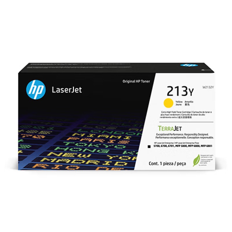 HP/惠普 213Y超大容量硒鼓 W2132Y 黄色/鼓粉一体/12000页 适用机型：HP Color LaserJet Enterprise 5700dn/6700dn/6701dn/HP Color LaserJet Enterprise MFP 5800dn/5800zf/6800dn/HP Color LaserJet Enterprise Flow MFP 6800zfw+/6801zfw+ 单位:个