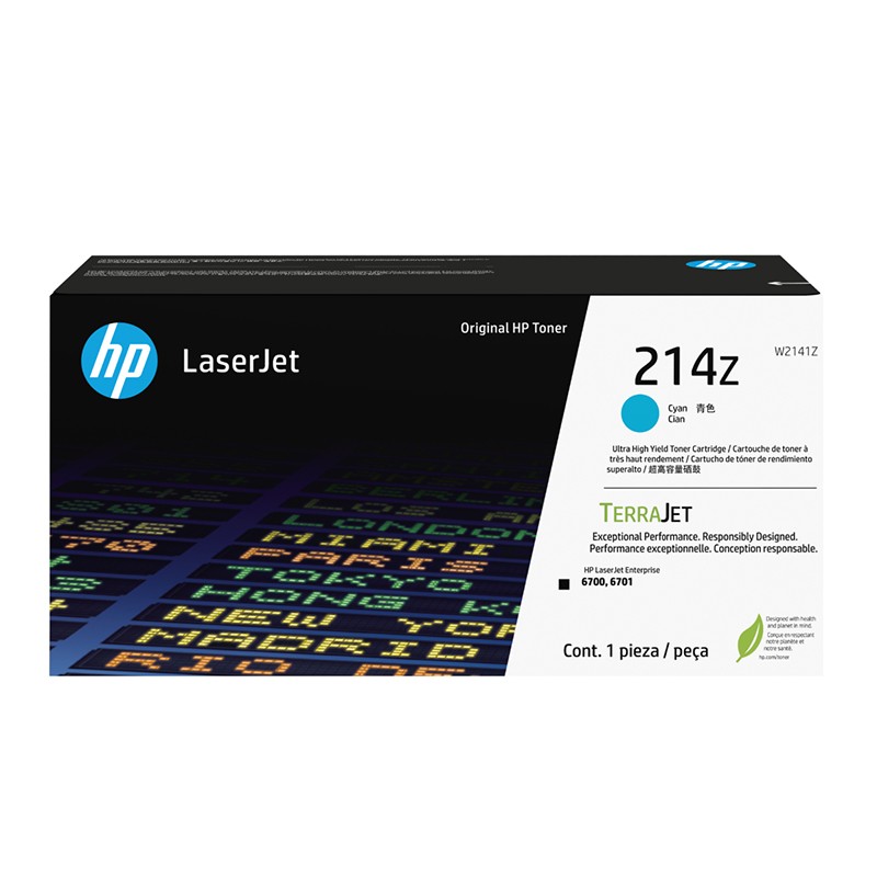 HP/惠普 214Z超高容量硒鼓 W2141Z 青色/鼓粉一体/26000页 适用机型：HP Color LaserJet Enterprise 6700dn/6701dn 单位:个