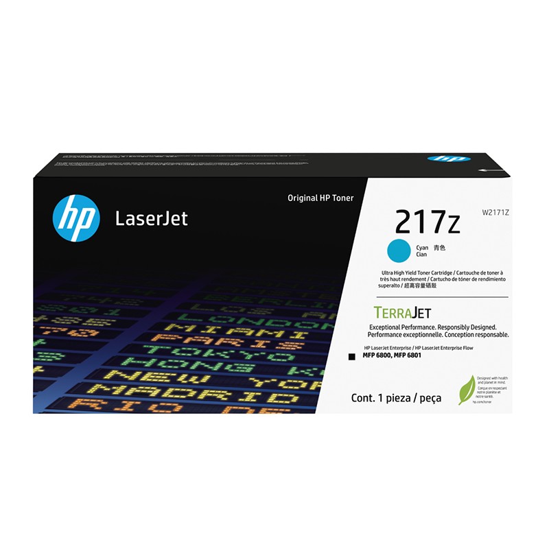 HP/惠普 217Z超高容量硒鼓 W2171Z 青色/鼓粉一体/24000页 适用机型：HP Color LaserJet Enterprise MFP 6800dn/HP Color LaserJet Enterprise Flow MFP 6800zfw+/6801zfw+ 单位:个