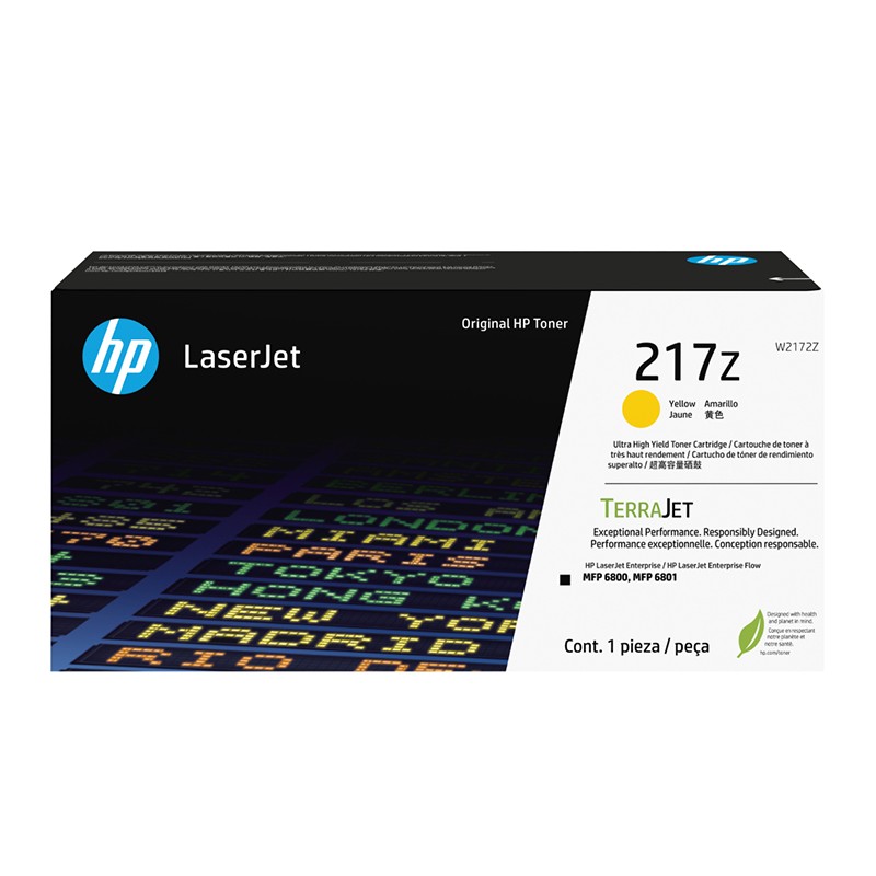 HP/惠普 217Z超高容量硒鼓 W2172Z 黄色/鼓粉一体/24000页 适用机型：HP Color LaserJet Enterprise MFP 6800dn/HP Color LaserJet Enterprise Flow MFP 6800zfw+/6801zfw+ 单位:个