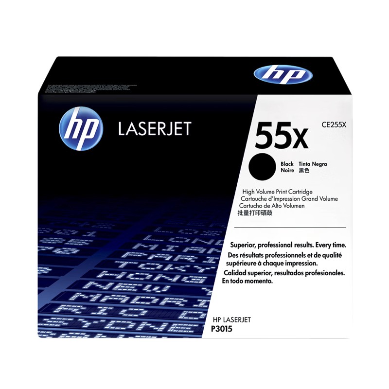 HP/惠普 55X硒鼓 CE255X 黑色/鼓粉一体/12500页 适用机型：HP LaserJet Pro MFP M521dn/M521dw Printer/HP LaserJet P3015/P3015d/P3015dn/P3015x Printer/HP LaserJet Ent 500 MFP M525dn/M525f Prntr/HP LaserJet Ent Flow MFP M525c Prntr 单位:个