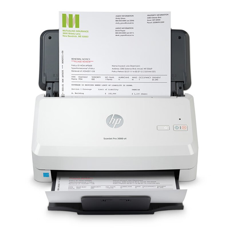 HP/惠普 扫描仪Scanjet Pro 3000s4 Scanjet Pro 3000s4 6FW07A A4/馈纸式/双面扫描/50页ADF/日负荷4000页/40ppm/USB(替代3000s3 单位:个