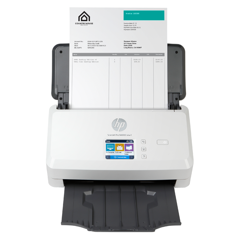 HP/惠普 扫描仪ScanJet Pro N4000snw1 ScanJet Pro N4000snw1 6FW08A A4/馈纸式/双面扫描/50页ADF/日负荷4000页/40ppm/80ipm/WIFI 单位:个