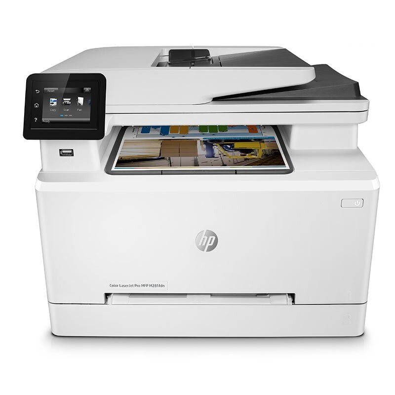 HP/惠普 激光一体机Color LaserJet Pro M281fdn Color LaserJet Pro M281fdn T6B81A A4/彩色/打印/复印/扫描/传真/21-21PPM/双面/网络/输稿器/月负荷4万页/耗材单页成本(黑色0.4元/彩色0.5元 适用耗材：黑色硒鼓CF500A(1400页)/CF500X(3200页);青色硒鼓CF501A(1300页)/CF501X(2500页);黄色硒鼓CF502A(1300页)/CF502X(2500页);品红色硒鼓CF503A(1300页)/CF503X(2500页) 单位:个