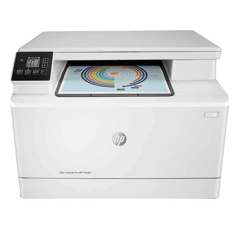 HP/惠普 激光一体机Color LaserJet Pro MFP M180n Color LaserJet Pro MFP M180n T6B70A A4/彩色/16-16PPM/打印/复印/扫描/网络/月负荷3万页 适用耗材：硒鼓CF510A黑色(1100页)/CF511A青色(900页)/CF512A黄色(900页)/CF513A品红色(900页)鼓粉一体 单位:个