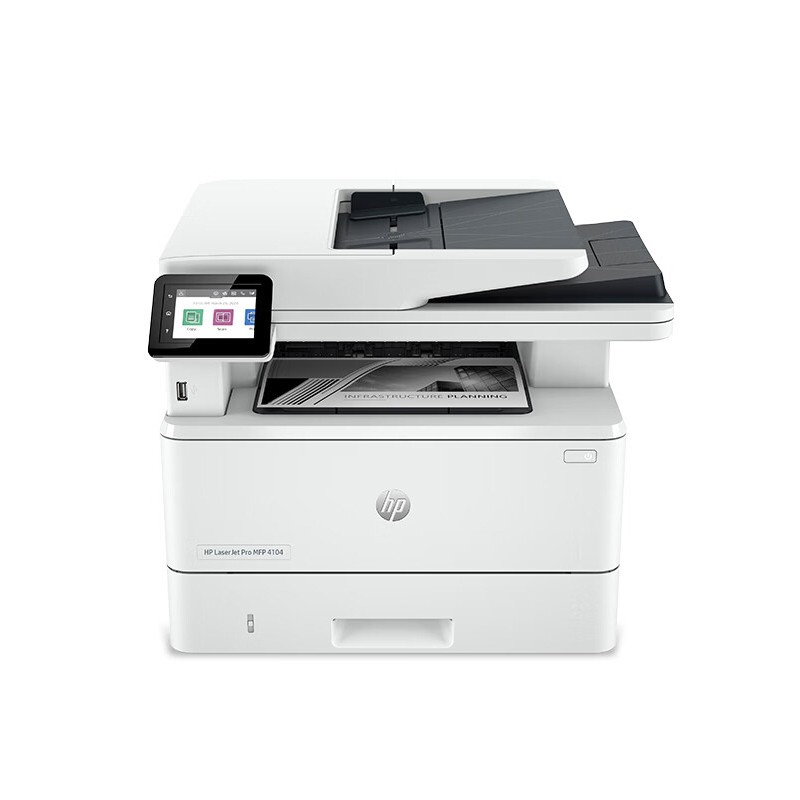 HP/惠普 激光一体机LaserJet Pro MFP 4104fdw LaserJet Pro MFP 4104fdw 2Z634A A4/黑白/打印/复印/扫描/传真/40PPM/双面/双扫/WIFI/输稿器/月负荷8万页/耗材单页成本0.3元 适用耗材：硒鼓W1520A(3050页)/W1520X(9700页)鼓粉一体 单位:个