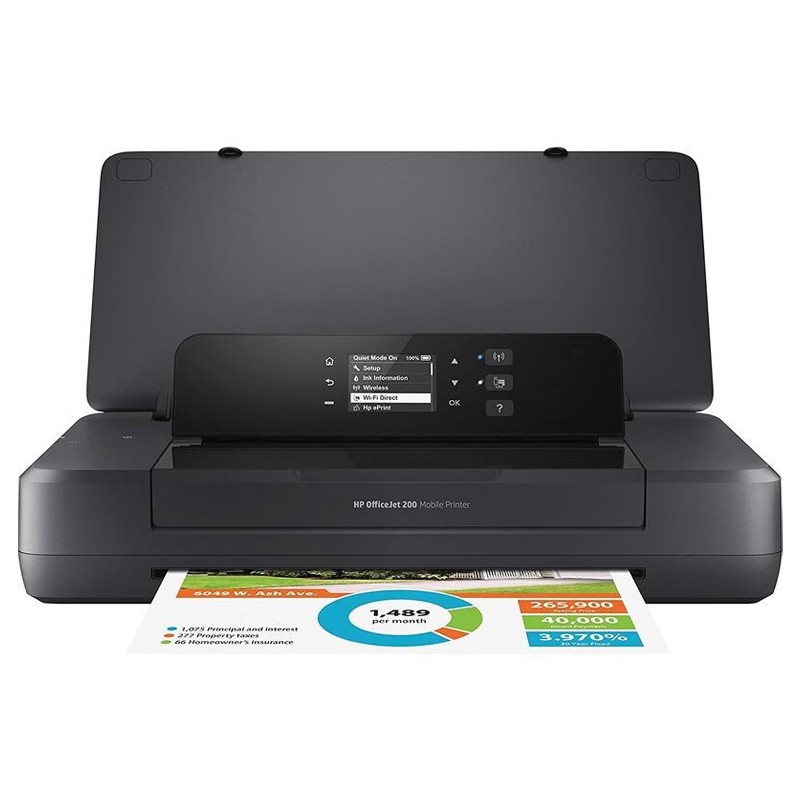 HP/惠普 便携式喷墨打印机OfficeJet 200 Mobile Printer OfficeJet 200 Mobile Printer CZ993A A4/四色/打印/9-6PPM/无线直连/WIFI/月负荷500页 适用耗材：62黑色墨盒C2P04AA(200页)/62XL黑色墨盒C2P05AA(600页);62彩色墨盒C2P06AA(165页)/62XL彩色墨盒C2P07AA(415页) 单位:个