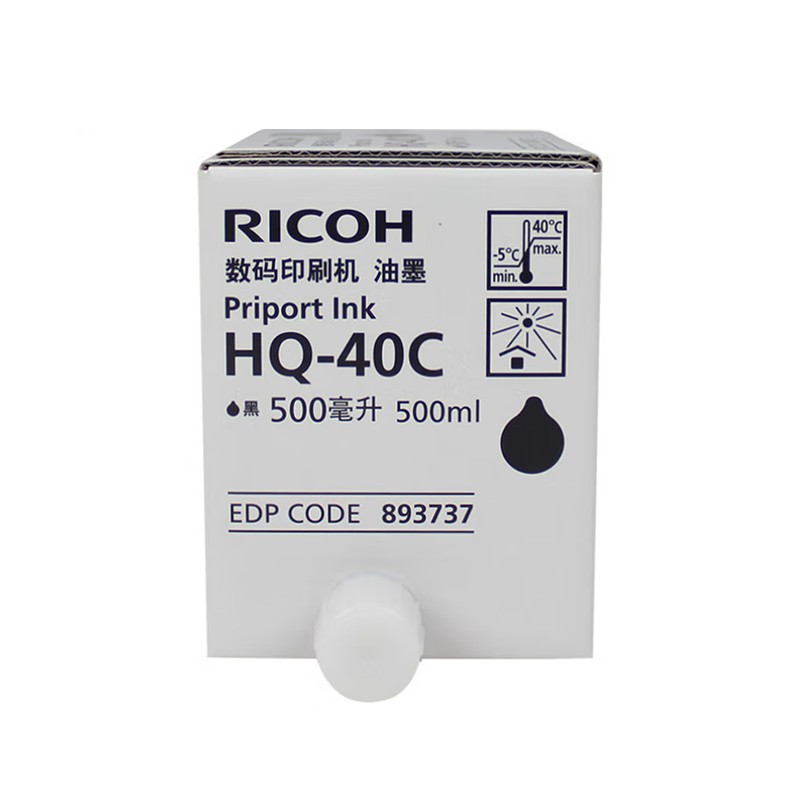 RICOH/理光 HQ-40C油墨 893737 黑色/每瓶500ml/每盒5瓶 适用机型：DD4440C/DD4440PC/DD4450C/DD4450PC/DD4450P/DX4544C 单位:个