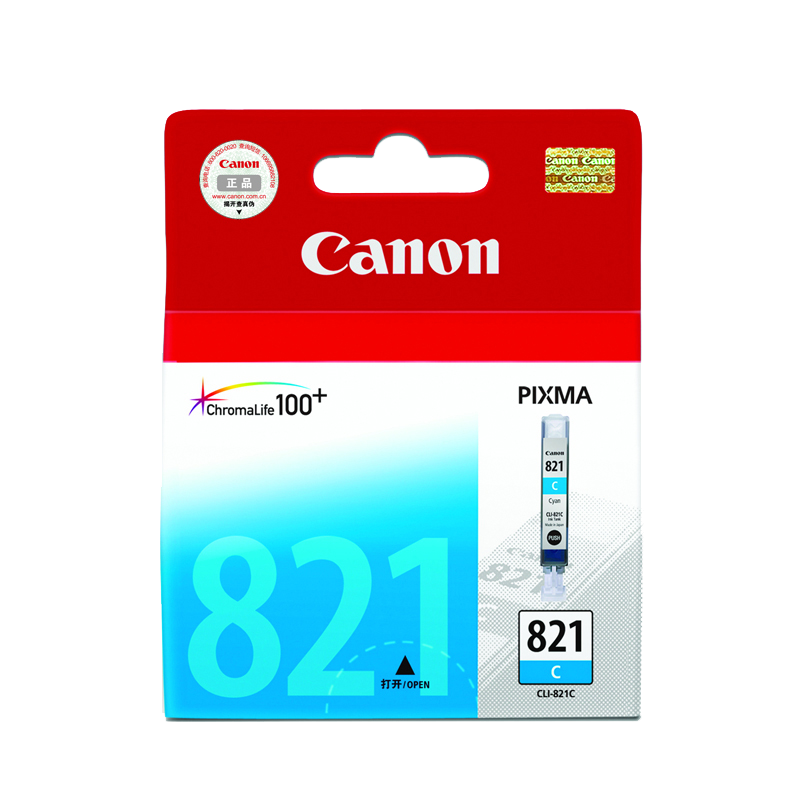 CANON/佳能 墨盒 CLI-821C 青色/510页 适用机型：iP3680/iP4680/P4760/MP648/MP638/MP558/MP548/MX876/MX868 单位:个