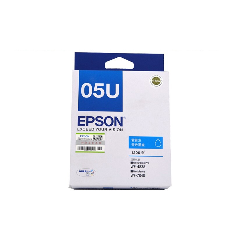 EPSON/爱普生 墨盒 T05U2 青色/1200页 适用机型：WF-4838/WF-7848/WF-7318 单位:个
