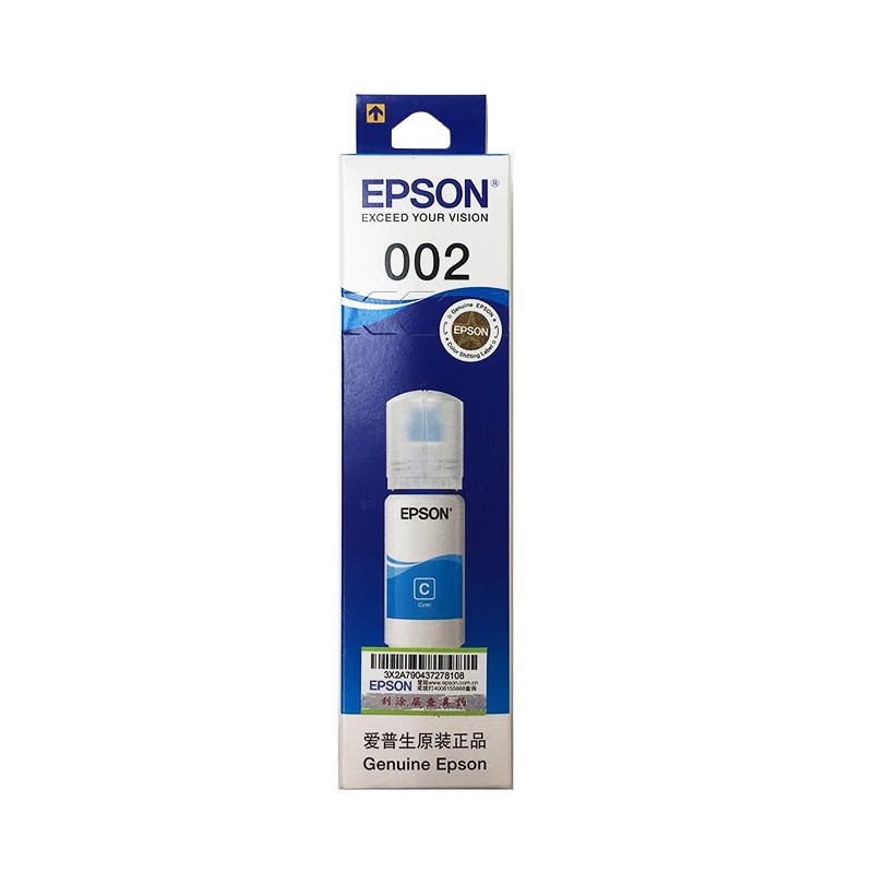 EPSON/爱普生 002墨水 C13T03X280 青色/70ml/6000页 适用机型：L4151/L4153/L4156/L4158/L4163/L4165/L4166/L4167/L4168/L4169/L6166/L6168/L6198/L6176/L6178/L6278/L6279/L4269/L14158/L4266/L4263/L6298/L6268/L4268/L4267/L6276 单位:个