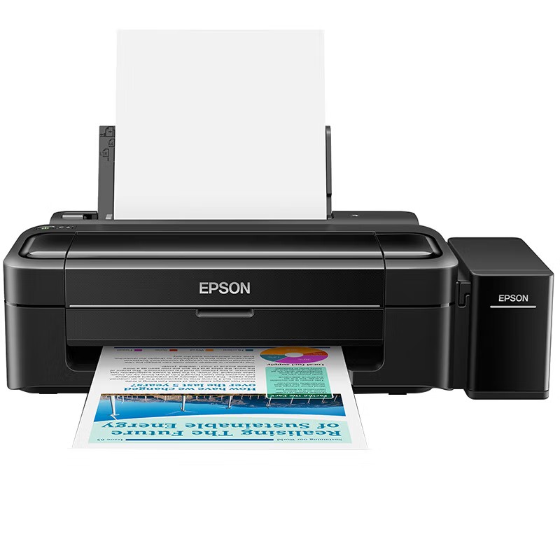 EPSON/爱普生 墨仓式打印机 L130 A4/4色/7-3.5ipm/机身黑色/耗材单页成本(黑色0.01元/彩色0.03元) 适用耗材：黑色墨水T6721(4000页);青色墨水T6722(6500页);洋红色墨水T6723(6500页);黄色墨水T6724(6500页) 单位:个