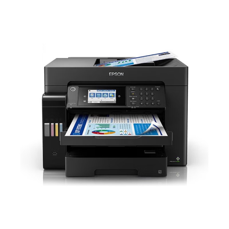 EPSON/爱普生 彩色数码复合机打印机 L15168 A3+/4色/25-25ipm/打印/复印/扫描/传真/双面/网络/WIFI/进稿器/机身黑色/耗材单页成本(黑色0.01元/彩色0.05元) 适用耗材：009黑色墨水C13T06E(7500页)/009青色墨水C13T06E2(6000页)/009洋红色墨水C13T06E3(6000页)/009墨水黄色C13T06E4(6000页) 单位:个