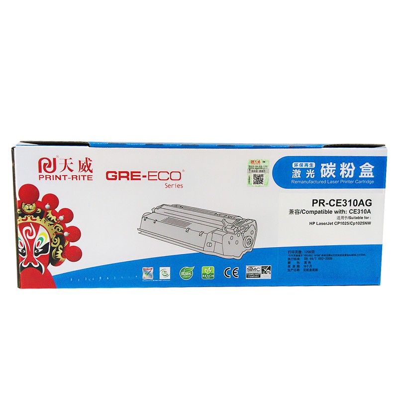PRINT-RITE/天威 碳粉盒 PR-CE310AG 标准装/黑色/鼓粉分离/1200页 单位:个