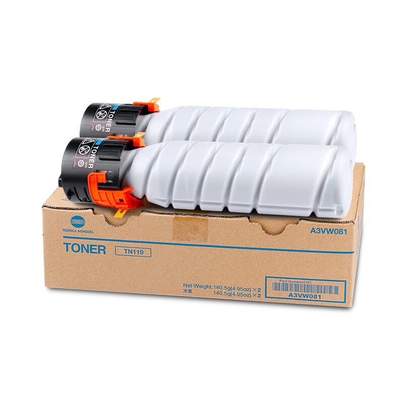 KONICAMINOLTA/柯尼卡美能达 TN119S复印碳粉 A3VW081 5400页/双只装/140.5g*2 适用机型：206/226/246/225i/205i/7721/7723/195/7719/235/215 单位:个