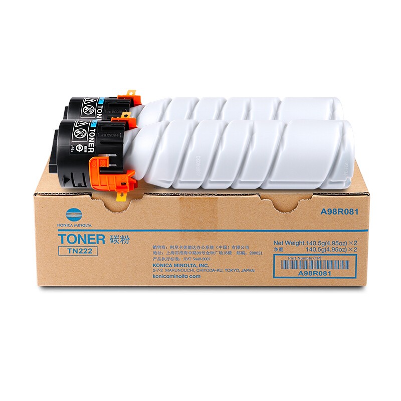 KONICAMINOLTA/柯尼卡美能达 TN222复印碳粉 A98R081 5400页/双只装/140.5g*2 适用机型：266/306 单位:个