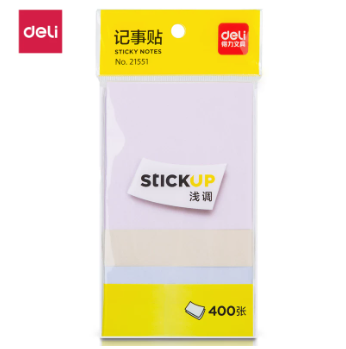 DELI/得力 记事贴 21550 记事贴76*76mm/400张(混)(袋) 单位:袋