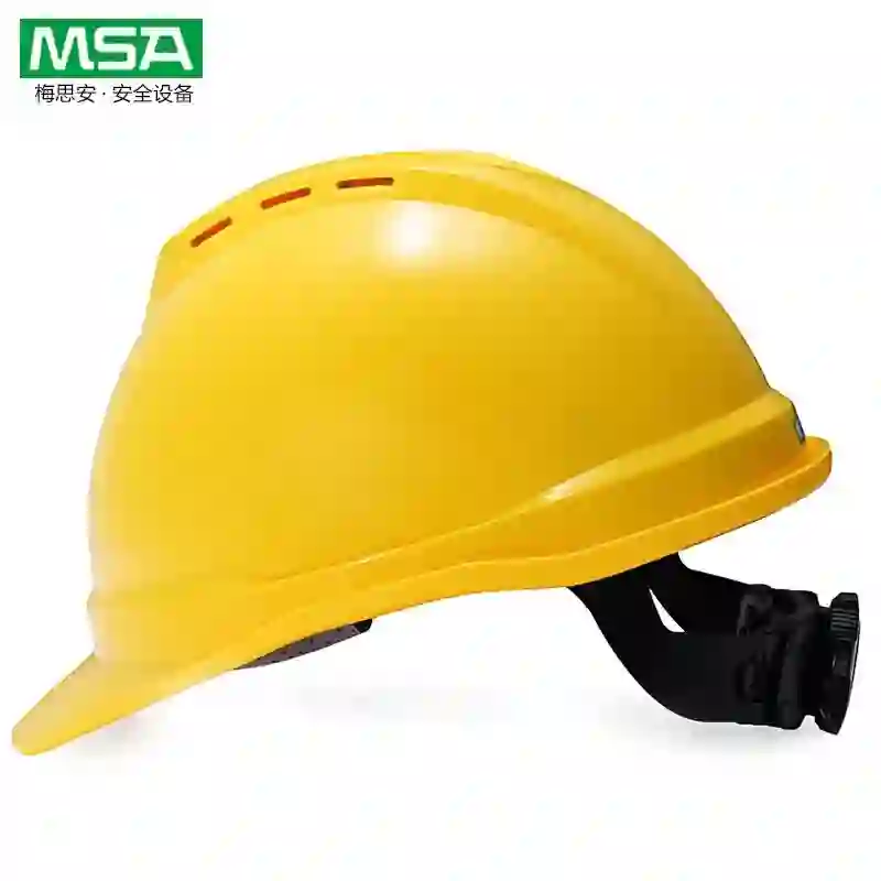 MSA/梅思安 安全帽 10172477 V-Gard500  ABS豪华型 黄色 带透气孔 超爱戴帽衬 针织布吸汗带 D型下颏带 印logo  下单请附图 单位:顶