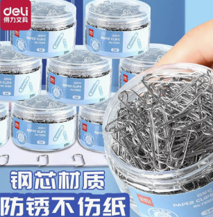 DELI/得力 回形针 TS401 规格：31mm 200枚/筒 材质：钢 单位:筒