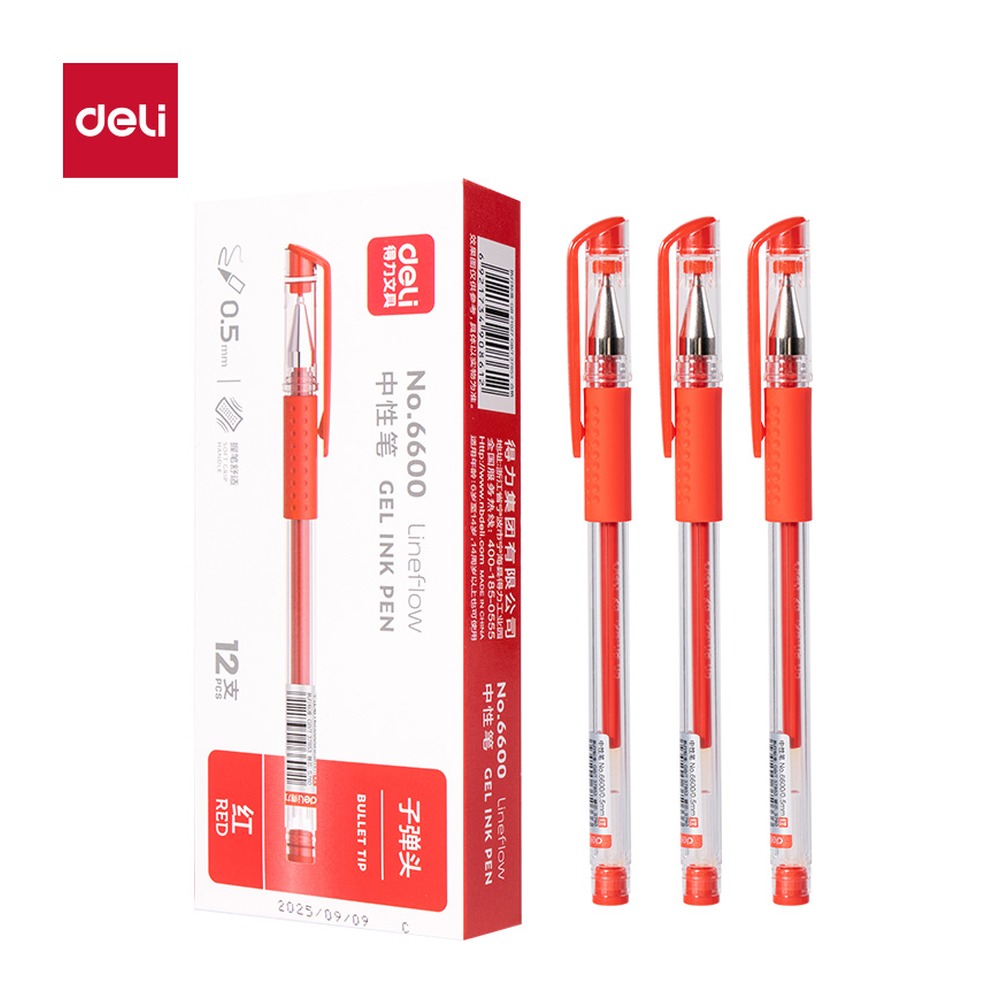 DELI/得力 中性笔 6600 尺寸:0.5mm；笔芯规格:0.5mm子弹头 单位:支