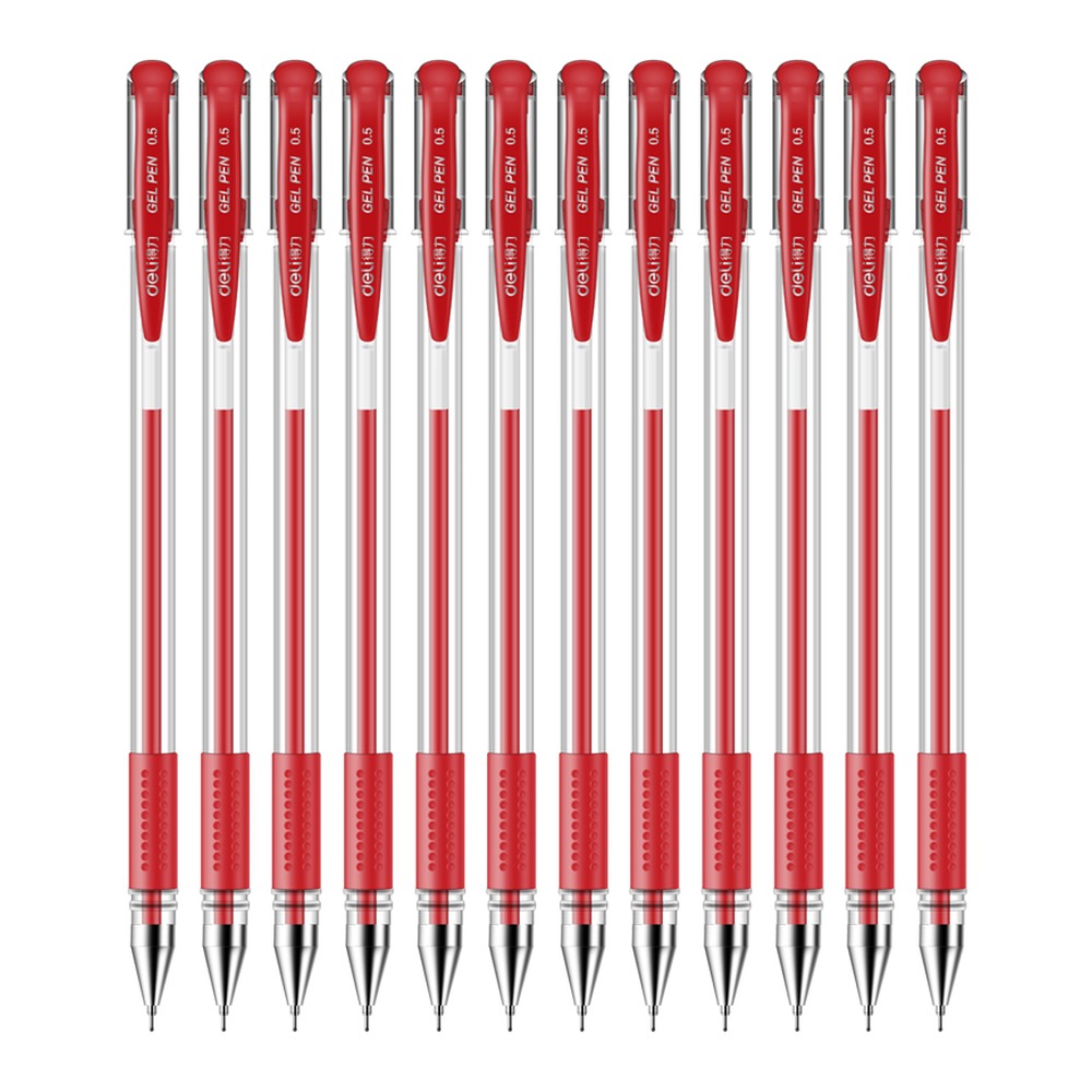 DELI/得力 中性笔半 6601 颜色:红；尺寸:0.5mm；笔芯规格:0.5mm半针管 单位:支