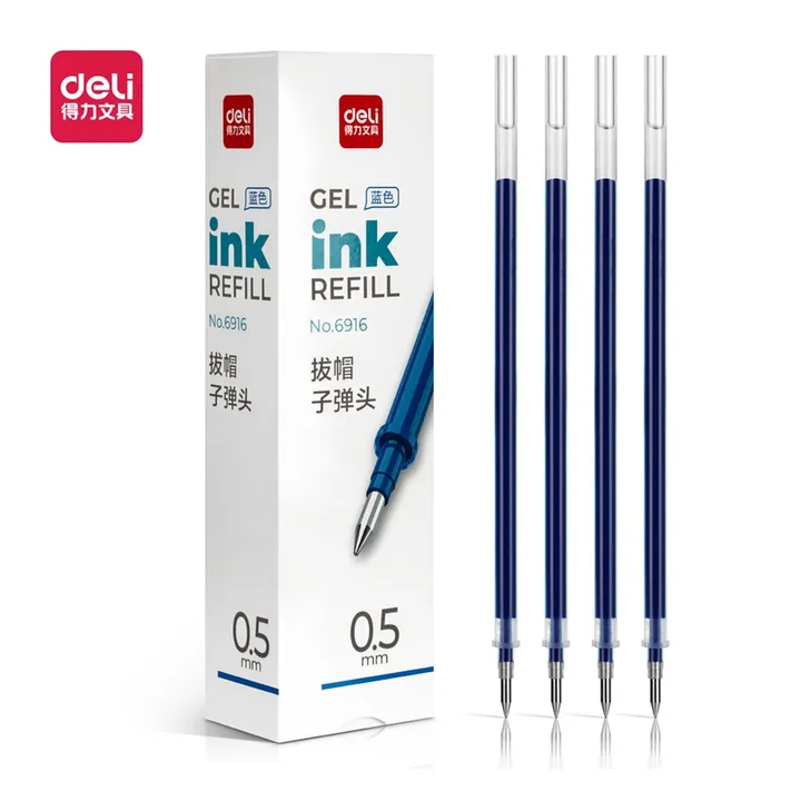 DELI/得力 中性笔芯 6916 尺寸:0.5mm；笔芯规格:0.5mm子弹头 单位:支