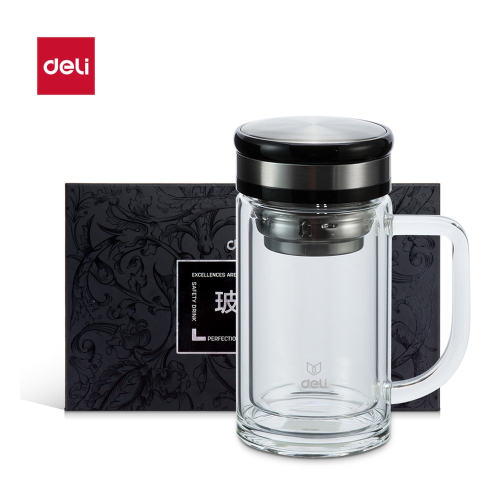 DELI/得力 玻璃杯 8989 颜色:透明；尺寸:155*80mm；容量:320ml 单位:只