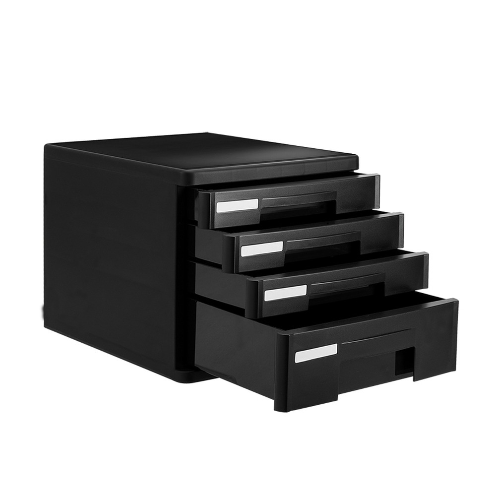 DELI/得力 四层硬塑文件柜 9772 颜色:黑；尺寸:263*340*250mm；结构:四层 单位:只