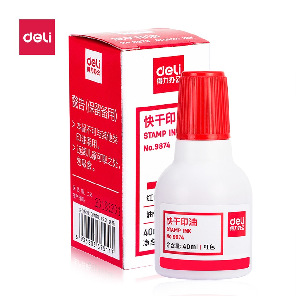 DELI/得力 快干清洁印泥油 9874 颜色:红 单位:瓶