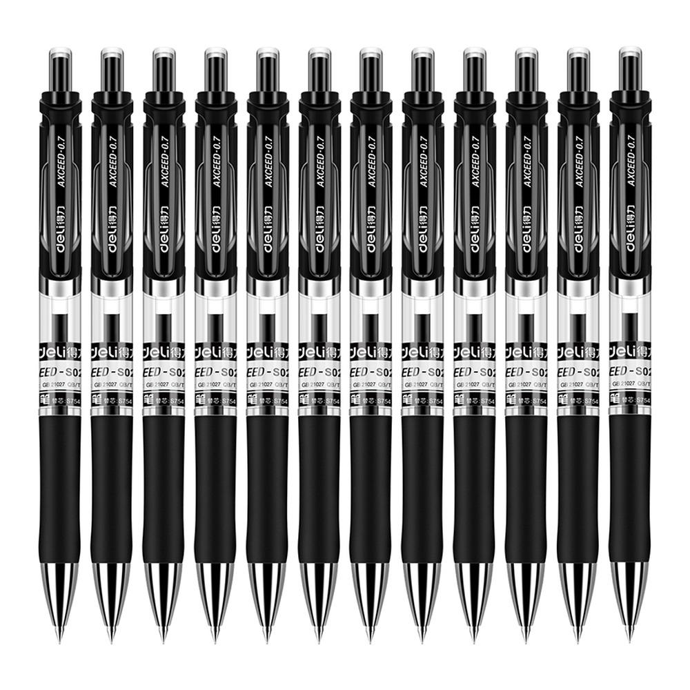 DELI/得力 中性笔弹簧头 S02 颜色:黑色；尺寸:151mm (长度) x12mm 《直径)；笔芯规格:0.7mm弹簧头 单位:支