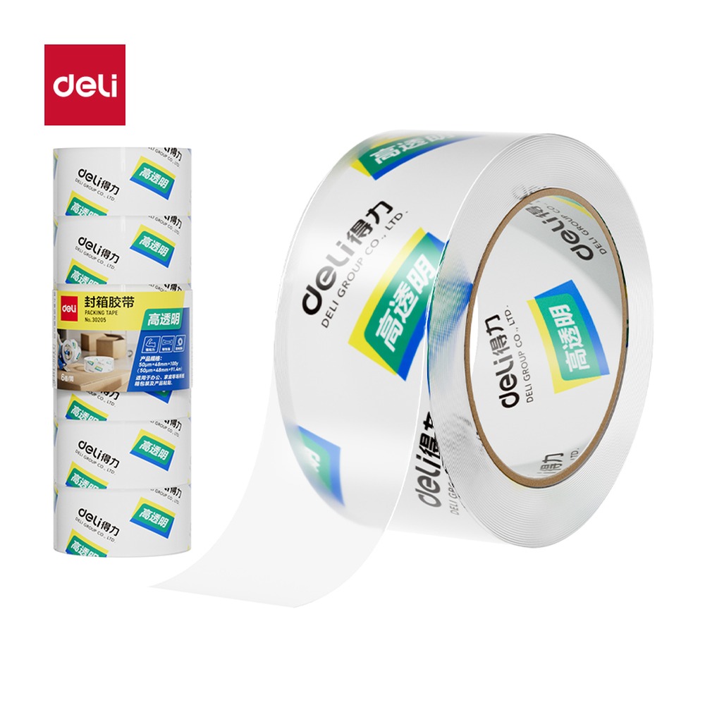 DELI/得力 封箱胶带 30205 尺寸:48mm*100；包装:6卷/筒；笔芯规格:48mm 单位:筒