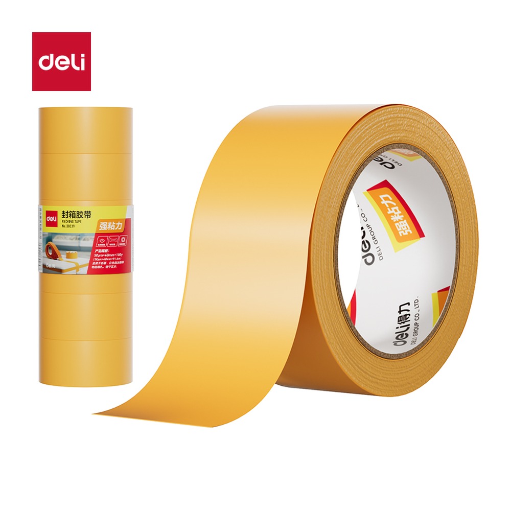 DELI/得力 封箱胶带 30239 颜色:米黄色；尺寸:48mm*100；包装:6卷/筒；笔芯规格:48mm 单位:筒