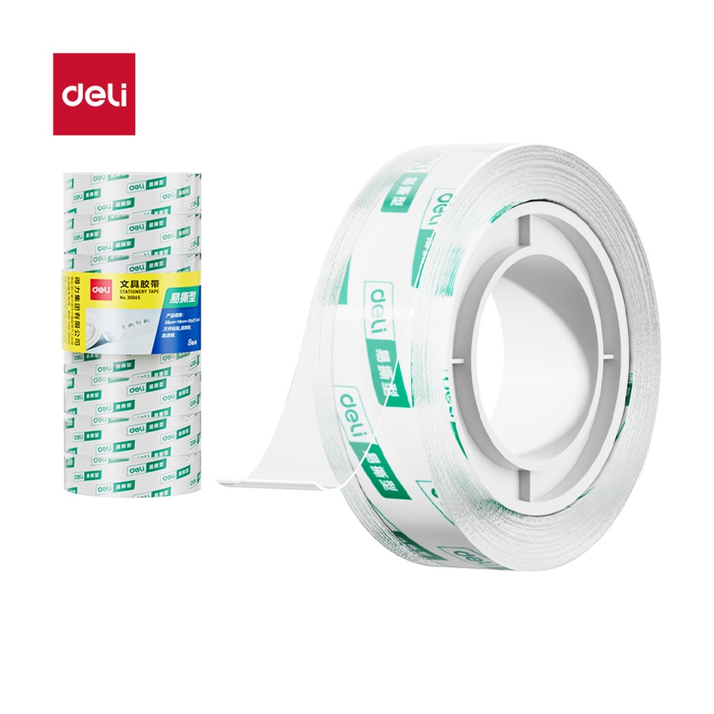 DELI/得力 文具胶带 30065 规格:胶带颜色；尺寸:18mm*30；包装:8卷/筒；笔芯规格:18mm 单位:筒