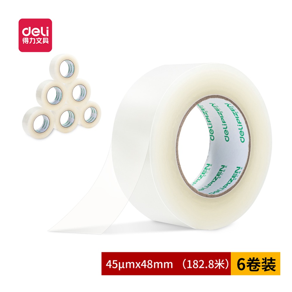 DELI/得力 封箱胶带 30914 尺寸:48mm*200；包装:6卷/筒；笔芯规格:48mm 单位:筒