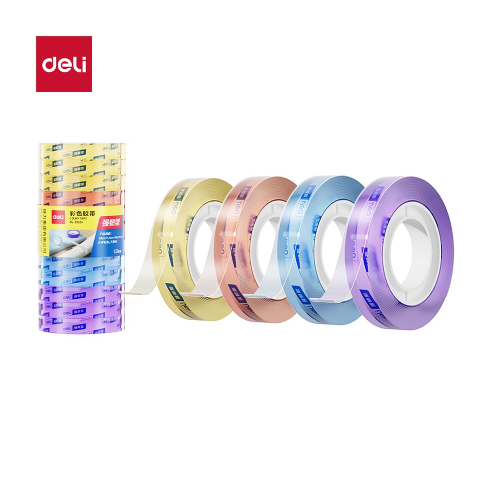 DELI/得力 文具胶带 30024 规格:胶带颜色；颜色:混；尺寸:12mm*30；包装:12卷/筒；笔芯规格:12mm 单位:筒
